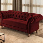 Sofá 2 Lugares Bordô Em Veludo 1,84m Zaha