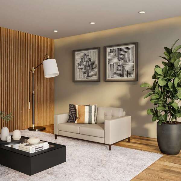 Sofá 2 Lugares Calmness Pés E Base Em Madeira Linho Cotton Cru