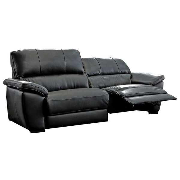 Sofá 2 Lugares Cayman Elétrico 236cm Couro Preto - Mempra