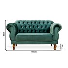 Sofá 2 Lugares Chesterfield Fixo Em Veludo Verde Elizabeth Ye