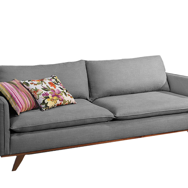 Sofá 2 Lugares Chumbo Em Veludo 1,53m Sagitta