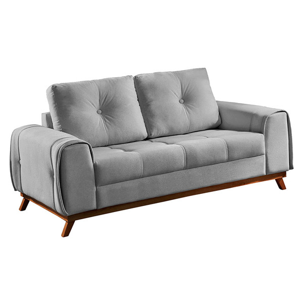 Sofá 2 Lugares Cinza Em Suede 1,62m Seattle