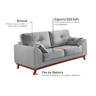 Sofá 2 Lugares Cinza Em Suede 1,62m Seattle