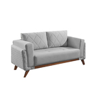 Sofá 2 Lugares Cinza Em Veludo 1,57m Eileen