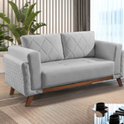 Sofá 2 Lugares Cinza Em Veludo 1,57m Eileen