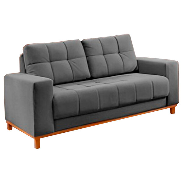 Sofá 2 Lugares Cinza Em Veludo 1,57m Lerner