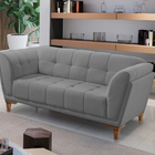 Sofá 2 Lugares Cinza Em Veludo 1,75m Hoppi