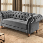 Sofá 2 Lugares Cinza Em Veludo 1,84m Zaha