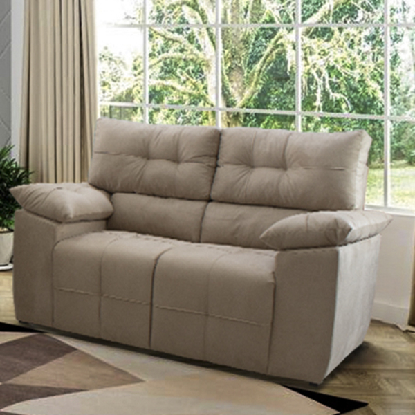 Sofá 2 Lugares Clássico Cama Inbox 1,50m Tecido Suede Bege
