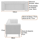 Sofá 2 Lugares Coin Living 180cm Linho Cinza Claro - Sallar H