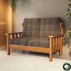 Sofá 2 Lugares Com Almofadas 100% Madeira Maciça Mogno Mel