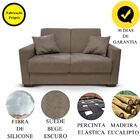 Sofá 2 Lugares Com Almofadas Gabrielly Suede Bege Escuro