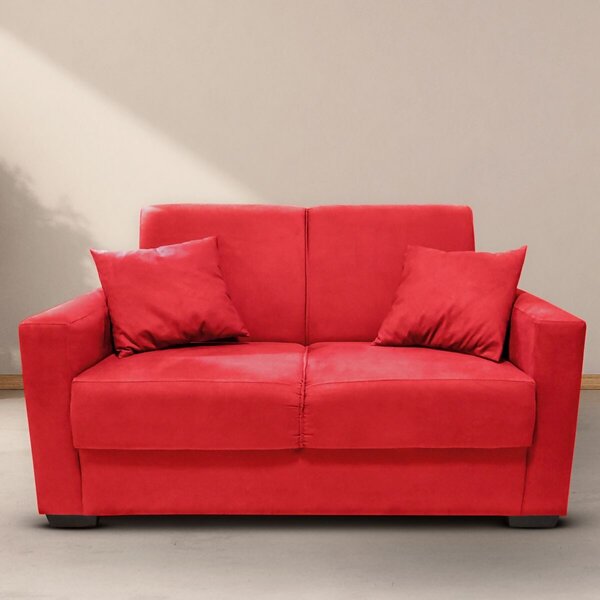 Sofá 2 Lugares Com Almofadas Gabrielly Suede Vermelho