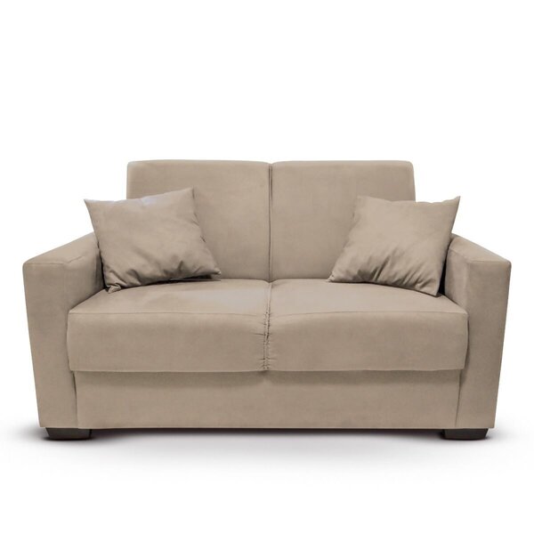 Sofá 2 Lugares Com Almofadas Vitoria Suede Bege Claro