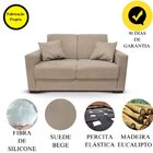 Sofá 2 Lugares Com Almofadas Vitoria Suede Bege Claro