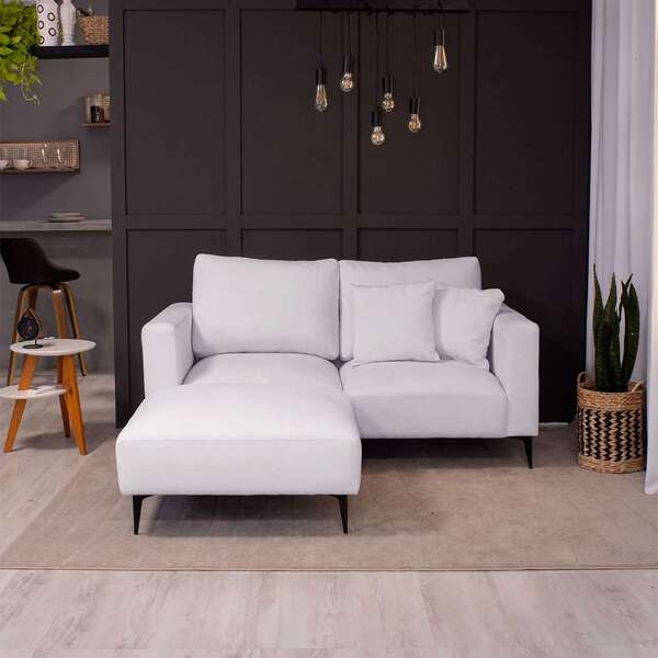 Sofá 2 Lugares Com Molas Ensacadas 170 Cm E Puff Unne Bouclé