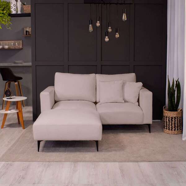 Sofá 2 Lugares Com Molas Ensacadas 170 Cm E Puff Unne Bouclé