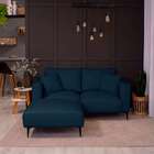 Sofá 2 Lugares Com Molas Ensacadas 170 Cm E Puff Unne Linho A