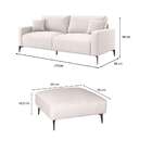 Sofá 2 Lugares Com Molas Ensacadas 170 Cm E Puff Unne Linho C