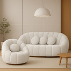 Sofá 2 Lugares Com Poltrona Giratória Orgânica Cloud Bouclê B