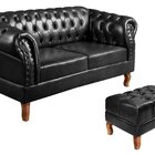 Sofá 2 Lugares Com Puff Decoração Sara Recepção Dom Pedro Che