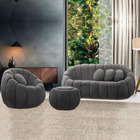 Sofá 2 Lugares Com Puff E Poltrona Giratória Orgânica Cloud B