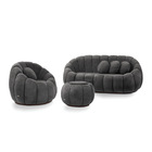 Sofá 2 Lugares Com Puff E Poltrona Giratória Orgânica Cloud B