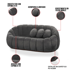 Sofá 2 Lugares Com Puff E Poltrona Giratória Orgânica Cloud B