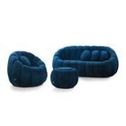 Sofá 2 Lugares Com Puff E Poltrona Giratória Orgânica Cloud B