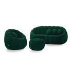 Sofá 2 Lugares Com Puff E Poltrona Giratória Orgânica Cloud B