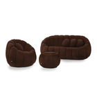 Sofá 2 Lugares Com Puff E Poltrona Giratória Orgânica Cloud B