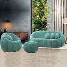 Sofá 2 Lugares Com Puff E Poltrona Giratória Orgânica Cloud B