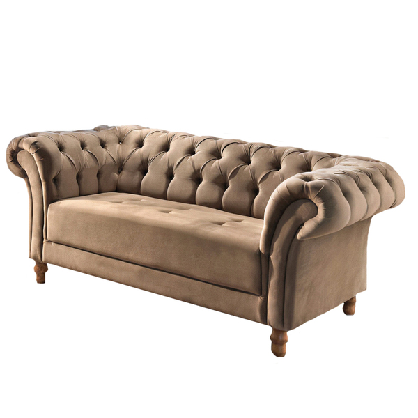 Sofá 2 Lugares Cru Em Veludo 1,84m Zaha