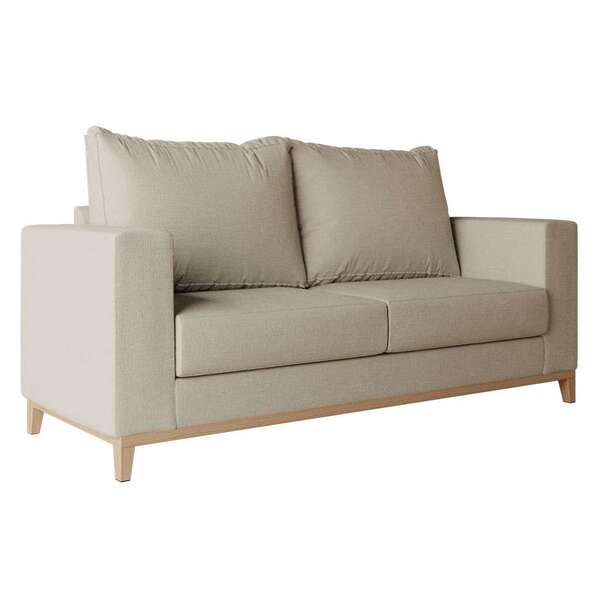 Sofá 2 Lugares Davos Base De Madeira Linho Cotton Bege