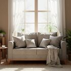 Sofá 2 Lugares Decorativo 1 80cm Beni Base Madeira Linho - Mo