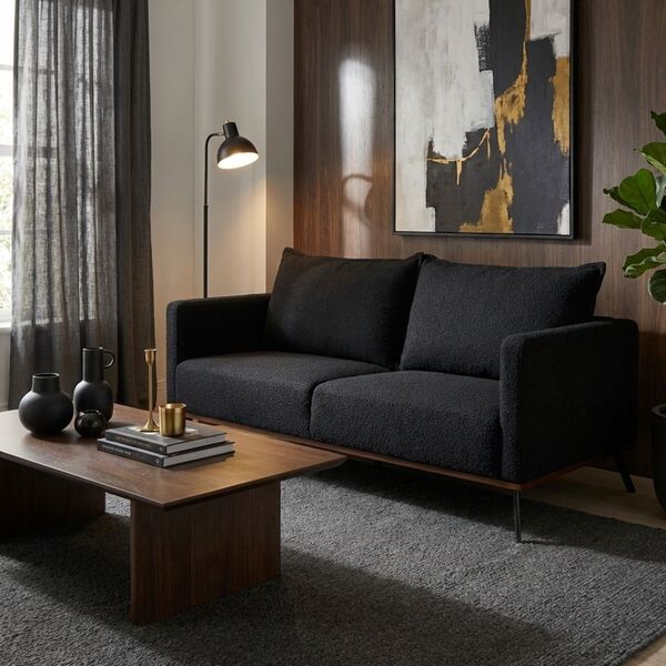 Sofá 2 Lugares Decorativo Atlas 1 60cm Pés Retro Linho Boucle