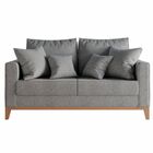 Sofá 2 Lugares Decorativo Beni 1 40cm Base Madeira Linho Cinz