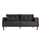 Sofá 2 Lugares Decorativo Pés Madeira Selene Veludo Preto/mar