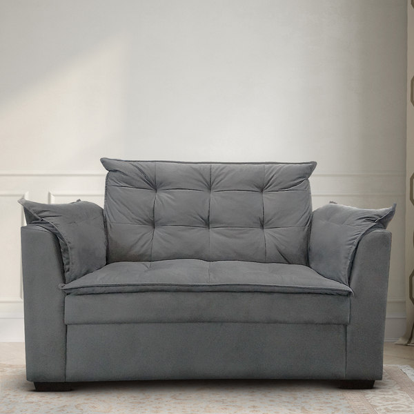 Sofá 2 Lugares Decorativo Sala De Estar Daiane Suede Cinza