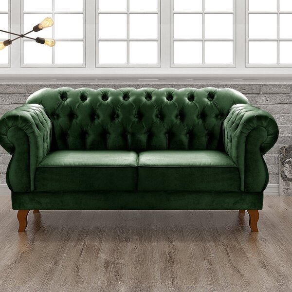Sofá 2 Lugares Duquesa Chesterfield Decoração Recepção Verde