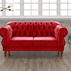 Sofá 2 Lugares Duquesa Chesterfield Decoração Recepção Vermel
