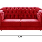 Sofá 2 Lugares Duquesa Chesterfield Decoração Recepção Vermel