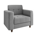 Sofá 2 Lugares E 1 Poltrona Arezo Pé Madeira Tabaco Linho D01