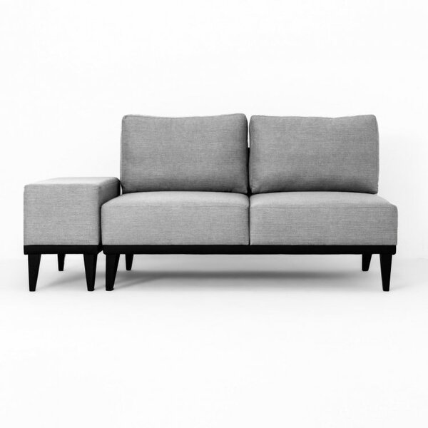 Sofá 2 Lugares E 1 Puff Em Linho Boreal Com Mola Ensacada Cab