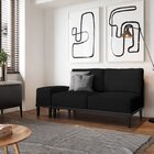 Sofá 2 Lugares E 1 Puff Em Linho Boreal Com Mola Ensacada Cab