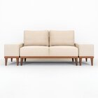 Sofá 2 Lugares E 2 Puffs Em Linho Boreal Com Mola Ensacada Ca