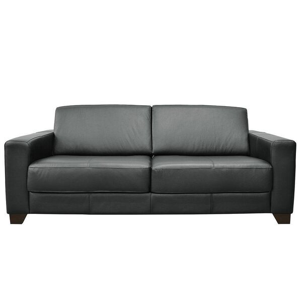 Sofá 2 Lugares Estocolmo 155cm Couro Negro G03 - Gran Belo