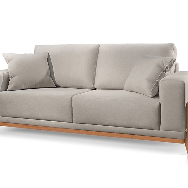 Sofá 2 Lugares Fixo Living Bellagio Linho Cinza Claro 1,9m