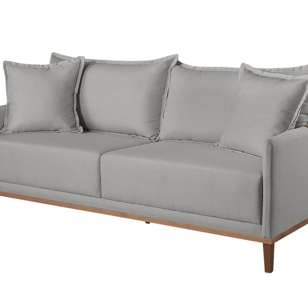 Sofá 2 Lugares Fixo Living Madri Linho Cinza Claro 1,80m