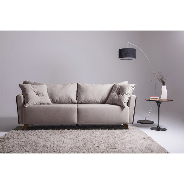 Sofá 2 Lugares Gales Veludo Bege 190 Cm